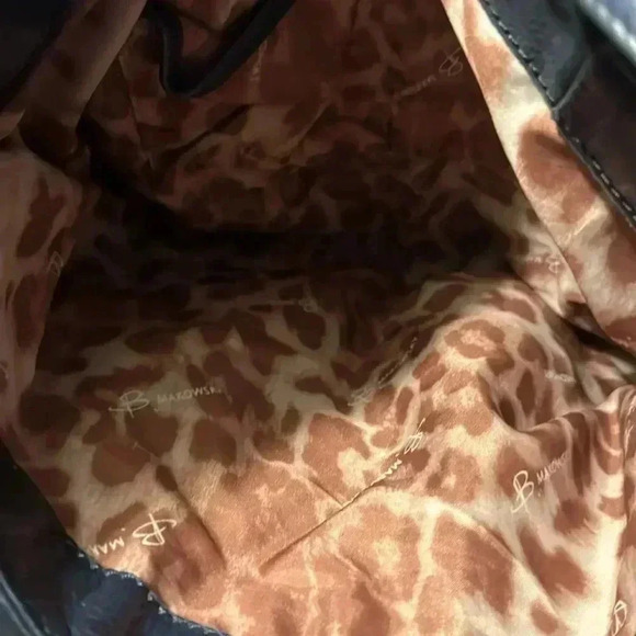 B. Makowsky Giamma Navy Suede & Leather Shoulder Bag - Picture 7 of 8